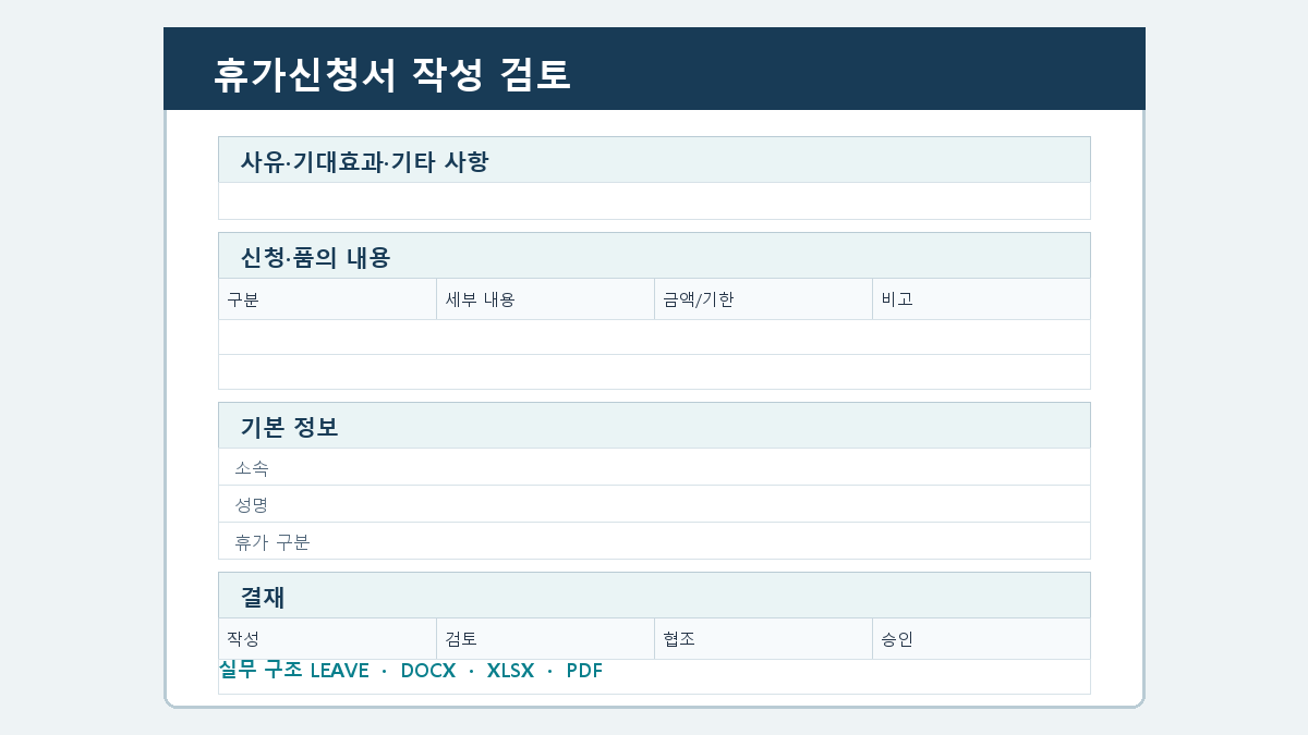 휴가신청서 양식 작성 순서