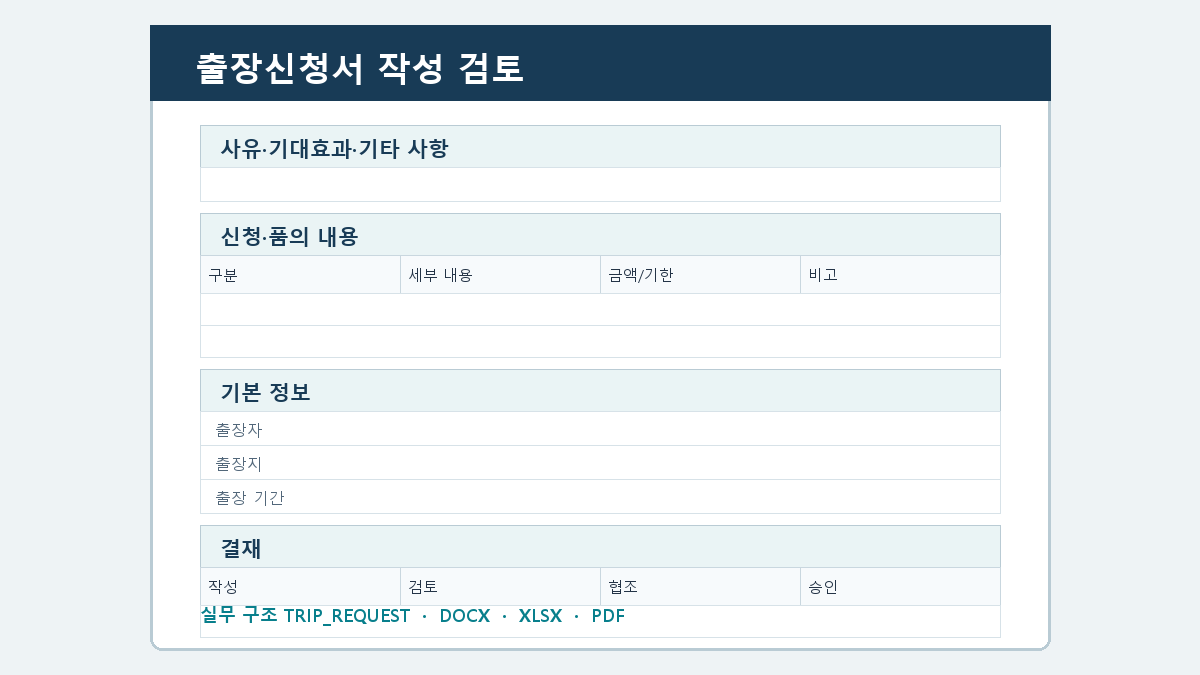 출장신청서 양식 작성 순서