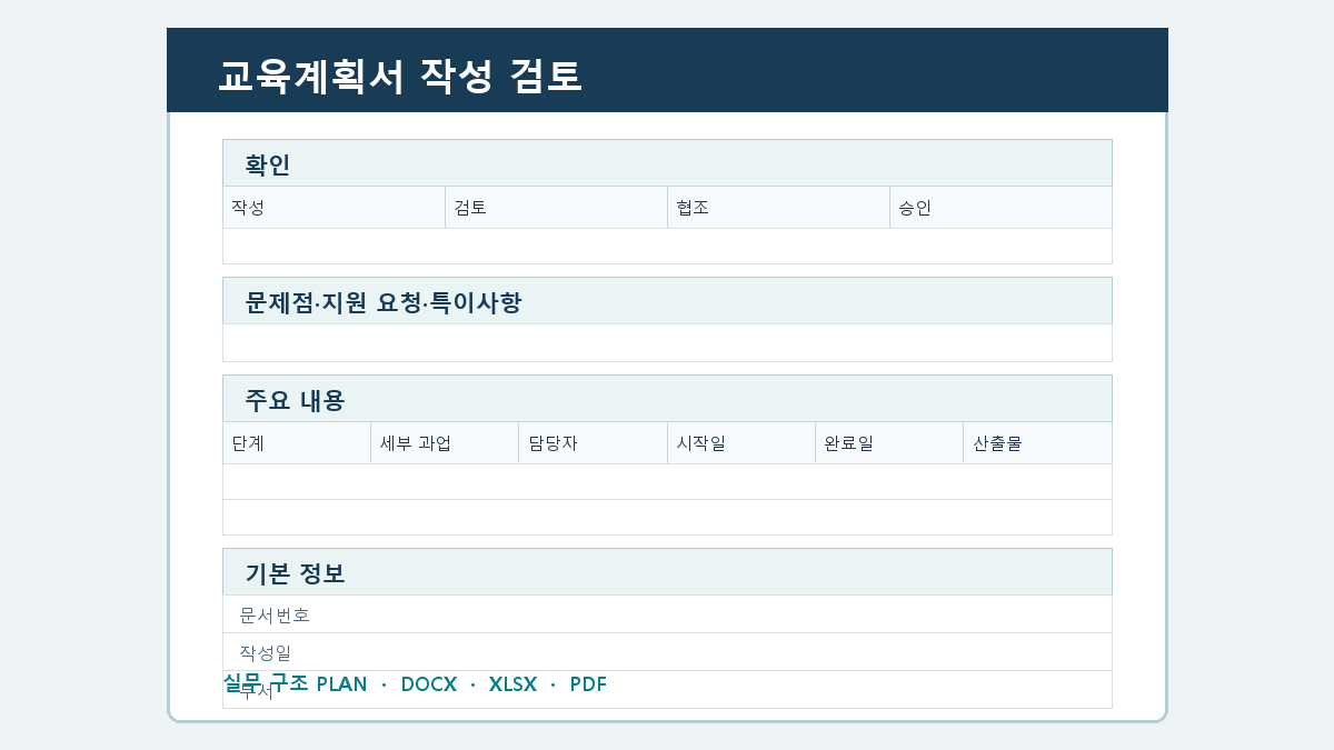 교육계획서 양식 작성 순서