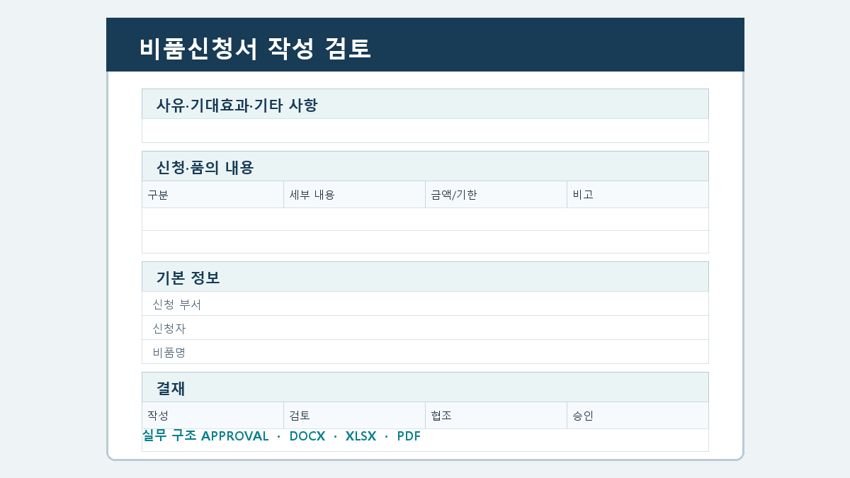 비품신청서 양식 작성 순서